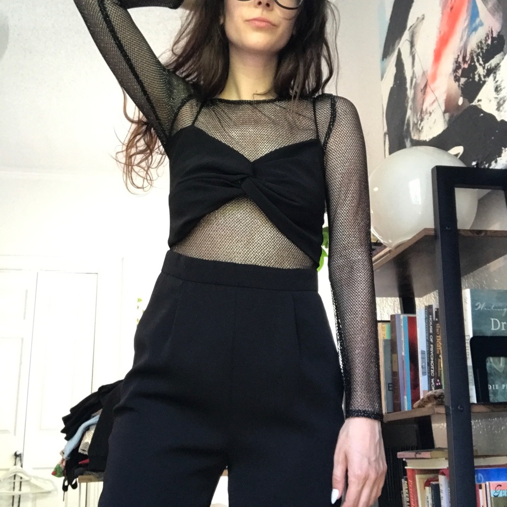 Zara Fishnet Sheer Sparkle Jumpsuit